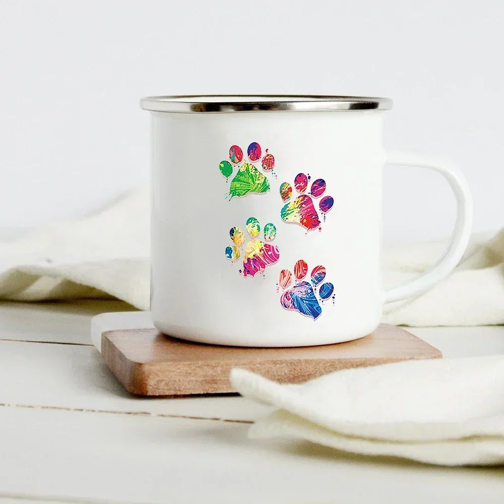 Funny Dachshund Print Creative Enamel Mug Coffee Wine Mugs Cartoon Dogs Paw Party Drink Beer Juice Milk Cups Gifts for Lover Dog
