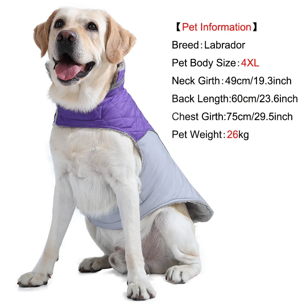 Reflective Pet Clothes For Small Large Dogs Warm Thicken Fleece Dog Vest Coat For Winter Plaid Puppy Parka With D-ring Labrador