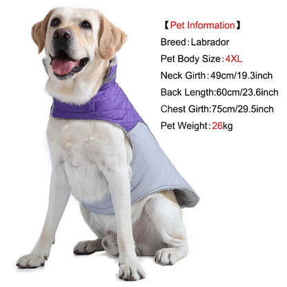 Reflective Pet Clothes For Small Large Dogs Warm Thicken Fleece Dog Vest Coat For Winter Plaid Puppy Parka With D-ring Labrador