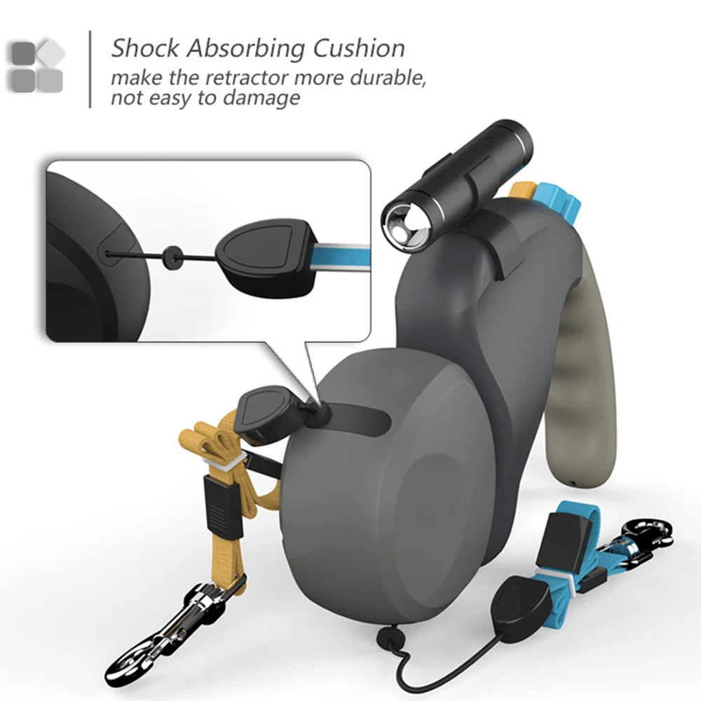 the BUDDYBEAM DOUBLE LEASH - Retractable Double Pet Supplies, Rotation Pet Rope with Light, Dual Dog Rope Leash for 2 Dogs, Walking Pet Traction Rope Belt