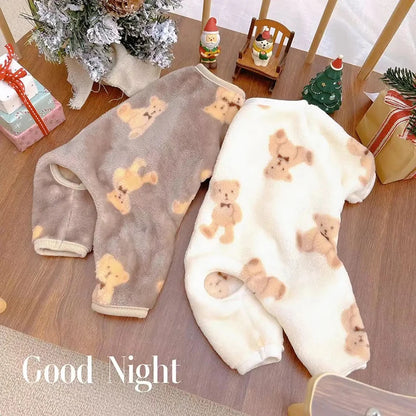 Pet Autumn Winter Pajamas Puppy Cute Bear Jumpsuit Dog Plush Jacket for Small Medium Dogs Cats Clothes Chihuahua Teddy Costumes