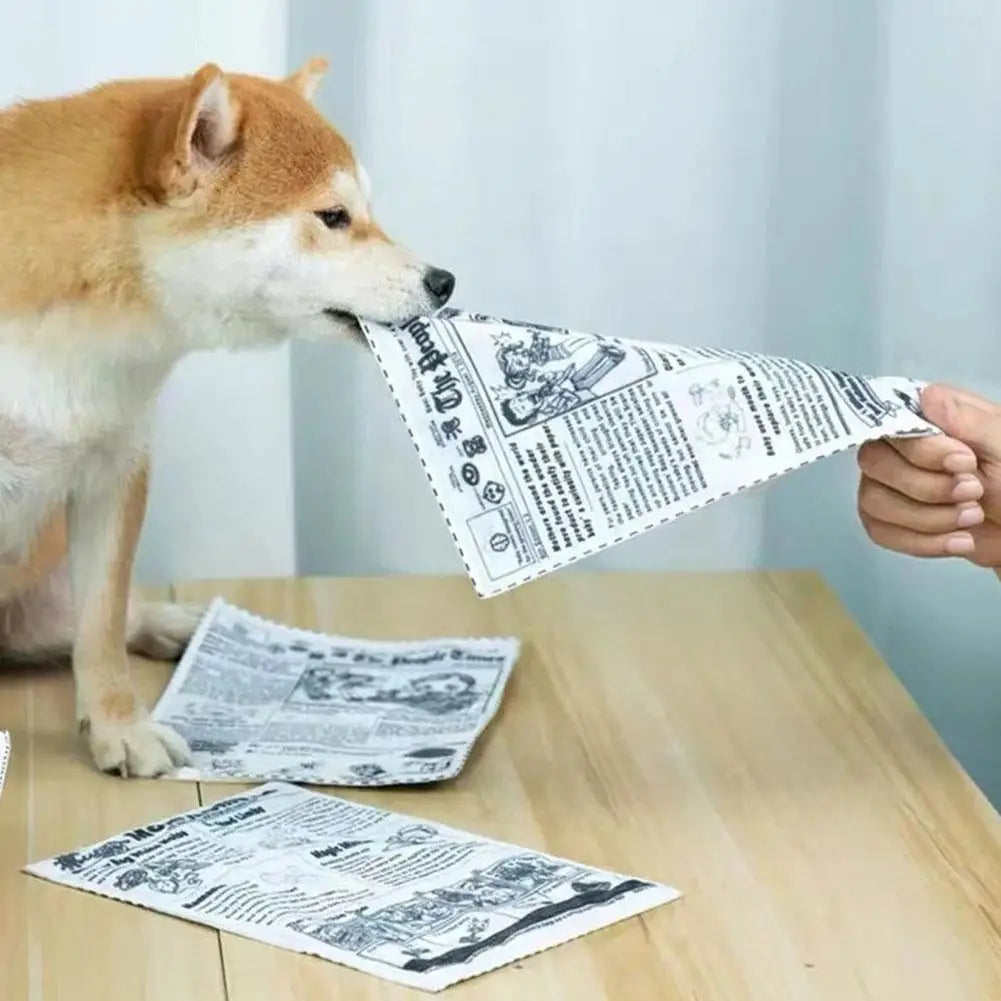 Newspaper Dog Toys Simulation Newspaper Paper Playing Cards Rubbing Sound Small Medium Chew Dog Toys Bite Resistant Tissue