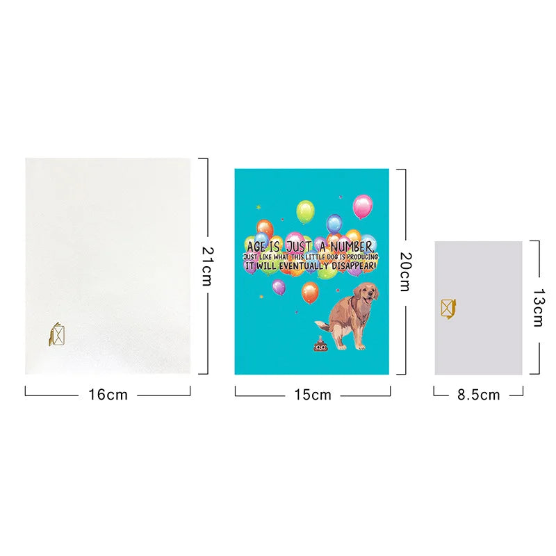 Funny Labrador Feces 3D Birthday Cards Gift with Envelope Creative 3D Dog Greeting Card Colorful Pet Birthday Card with Blessing