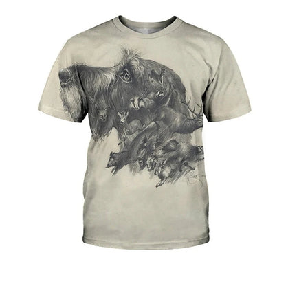 the HUNTING DOG - Hunting Dog Print T-Shirts for Men, Round Neck Short Sleeve Dachshund Graphic Tops, Casual Men/Women T-Shirts