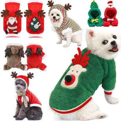 the YULEPAW WINTER COAT - Dog Christmas Clothes, Winter Warm Pet Clothes for Small/Medium Dogs, Elk Santa Claus Dog/Cats Coat Hoodies, Christmas Dogs Costume