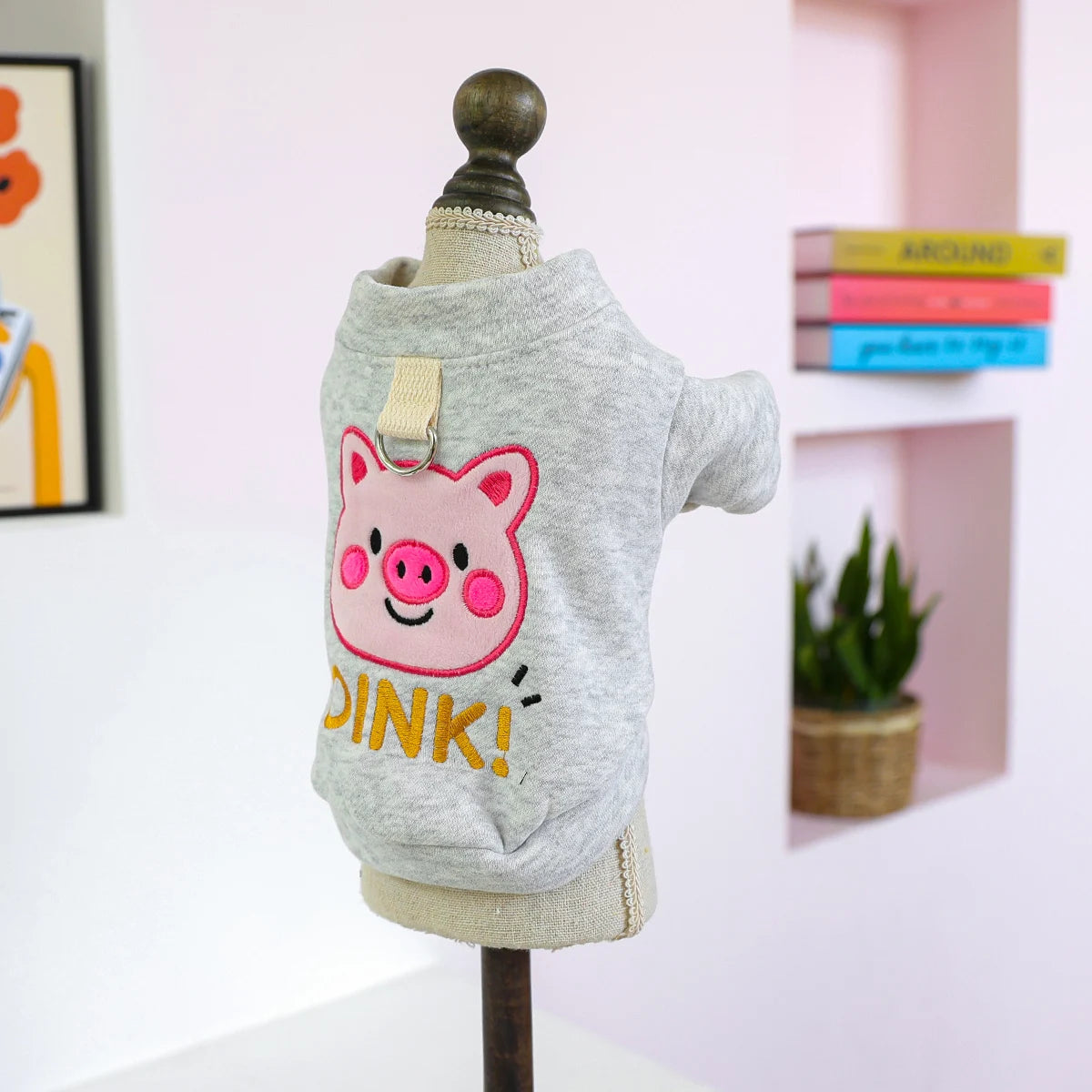 1-piece Dog Clothes Casual and Comfortable Embroidery Pink Pig Sweater Small Dog Cat Pet Autumn and Winter Cardigan Jacket