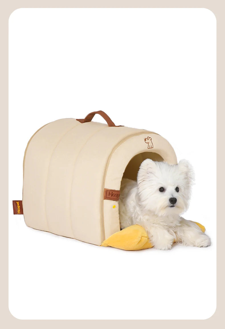 HOOPET Enclosed Dog Bed for Anxiety, Self Warming Calming Pet Tent with Removable Plush Mat, Washable Large Indoor House