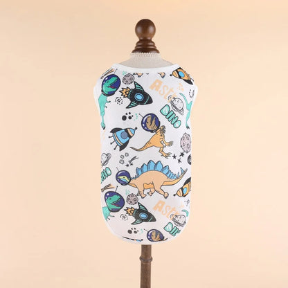 Cute Summer Pet Dog Cooling Vest Cartoon Soft Clothing Summer Casual Shirts Small Medium Large Dogs Puppy French Bulldog Clothes