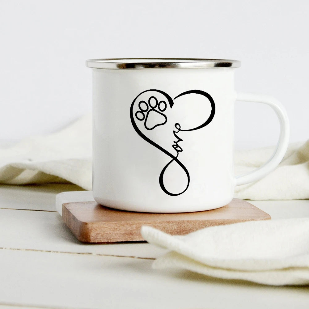 Funny Dachshund Print Creative Enamel Mug Coffee Wine Mugs Cartoon Dogs Paw Party Drink Beer Juice Milk Cups Gifts for Lover Dog