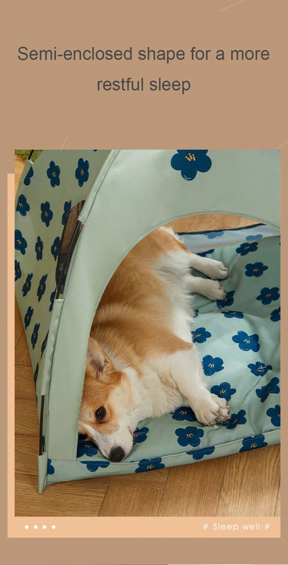 the PRETTY PET TENT - Foldable Outdoor Portable Easy Doghouse, Folding Pet Bed Cage, Pet Tent House