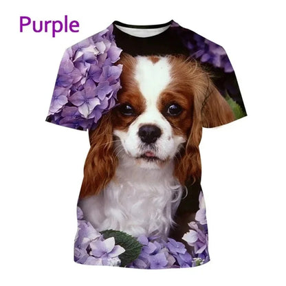 the COOL CAVALIER - Beautiful Cavalier Dog 3D Printed T-Shirt, King Charles Spaniel Fashion, Men/Women's Personality Hip Hop Casual T-Shirt Tees Tops