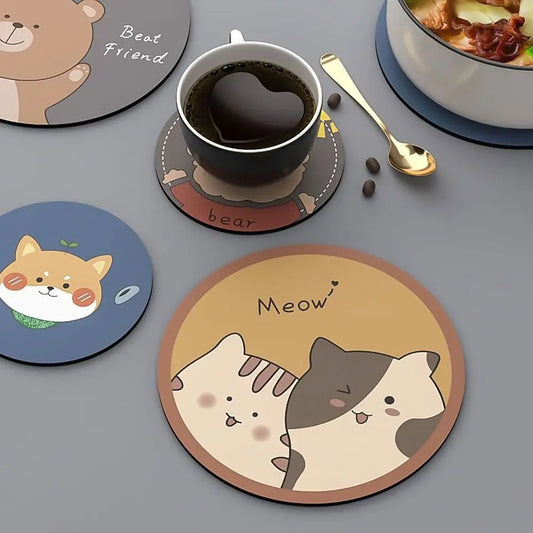 S/L Coasters Cartoon Tableware EVA Bowl Dish Pot Mats Bear Dog Cat Waterproof Heat Insulation Pad for Home Kitchen