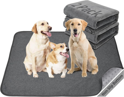 the PAWECO WASHABLE PEE MAT - Washable Dog Pee Pads, 77x107 2Pack, Reusable Whelping Pads, Absorb Dog Mats, Non-Slip Puppy Training Pads for Whelping, Potty Training
