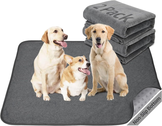 the PAWECO WASHABLE PEE MAT - Washable Dog Pee Pads, 77x107 2Pack, Reusable Whelping Pads, Absorb Dog Mats, Non-Slip Puppy Training Pads for Whelping, Potty Training