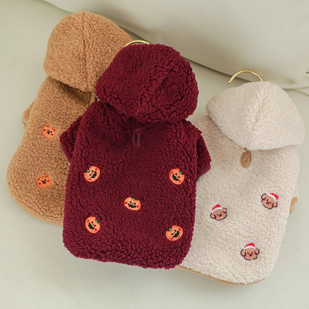 Winter Warm Pet Lamb Velvet Hoodie Clothes Comfortable Dog Coat Suitable Small Dogs Pet Outfits Chihuahua Clothing