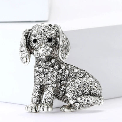 Enamel Puppy Brooches for Women Unisex Rhinestone Animal Pin Dog Lapel Pins Office Party Friend Luxury Gifts Jewelry Accessories