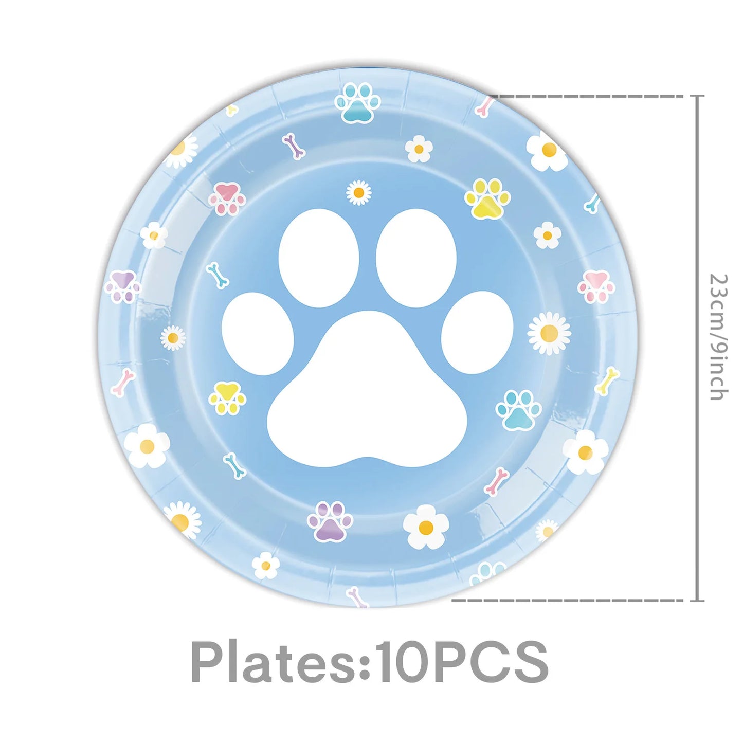 Dog Puppy Theme Party Tableware Color Paw Print Paper Cups Plates Banner 1st-3th Dog Birthday Party Baby Shower Decor