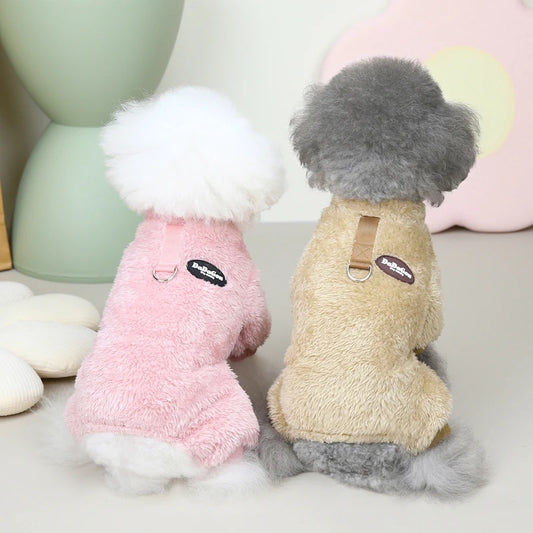 Autumn Winter Dog Cat Warm Clothes Pullover Plush Jumpsuit for Small Medium Dogs Chihuahua Poodle Bulldog Four-legged Coat