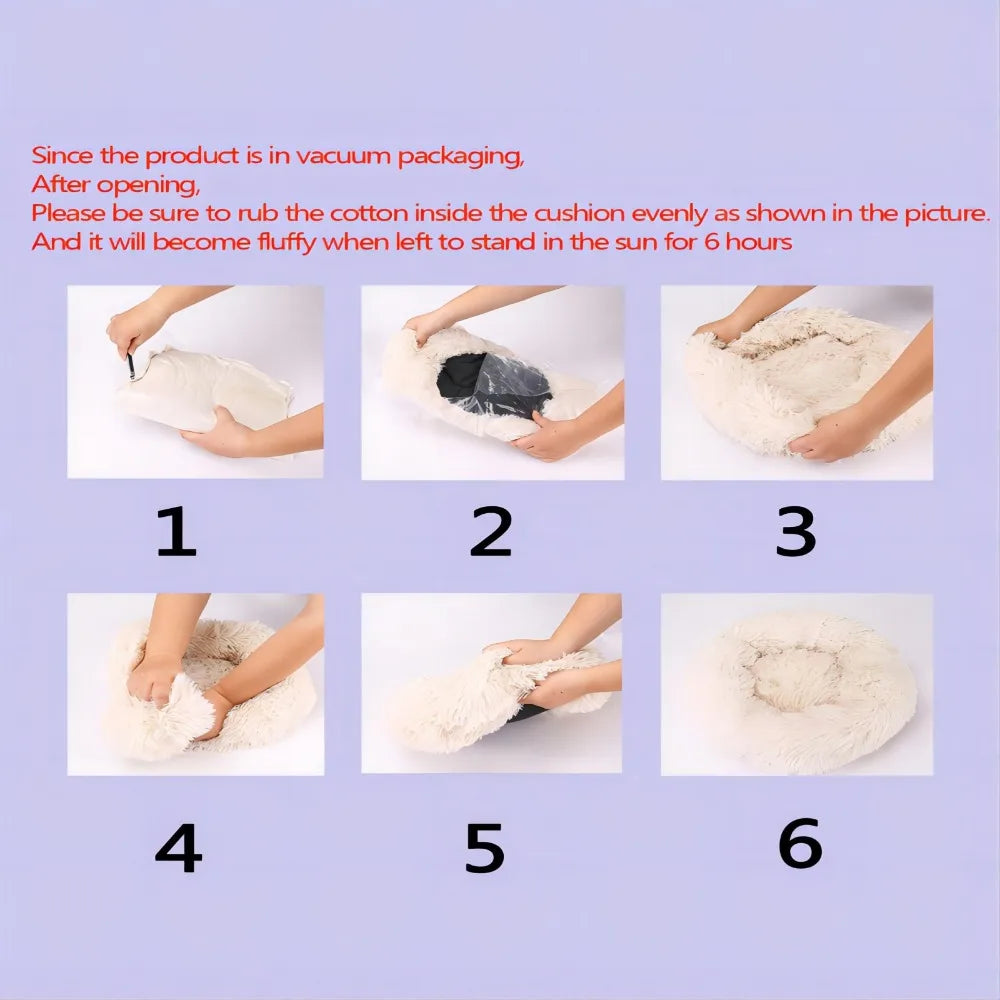 Calming Dog Bed for Small Dogs - Donut Washable Small Pet Bed, Anti-Slip Round Fluffy Plush Faux Fur Large Cat Bed