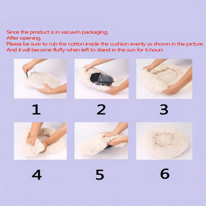 Calming Dog Bed for Small Dogs - Donut Washable Small Pet Bed, Anti-Slip Round Fluffy Plush Faux Fur Large Cat Bed