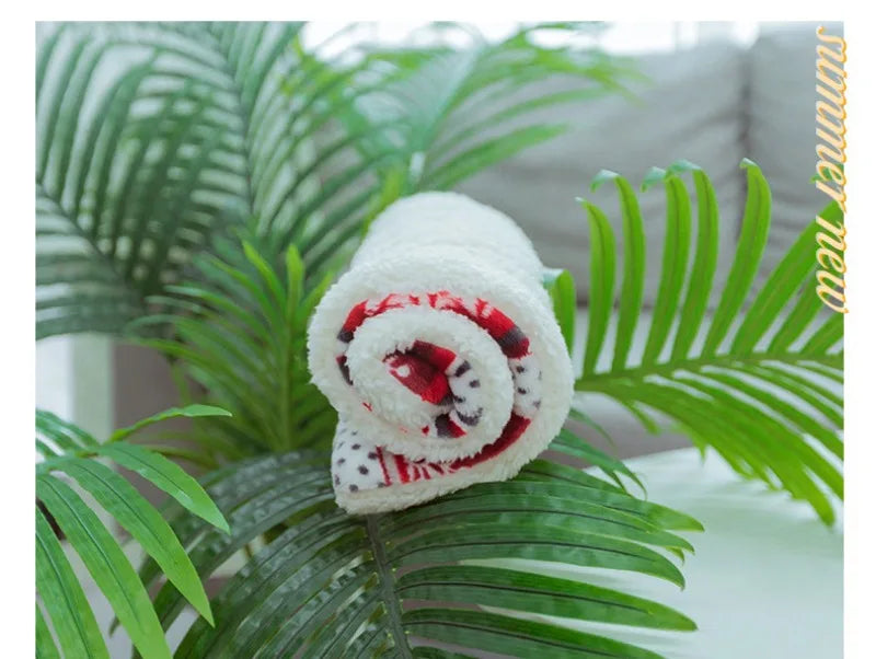 Christmas Dog Pad Thick Flannel Warm Blanket Leopard Print Blanket Dog Pad Camel Foot Pad Thick Cage Pad Pet Blanket Dog Beds