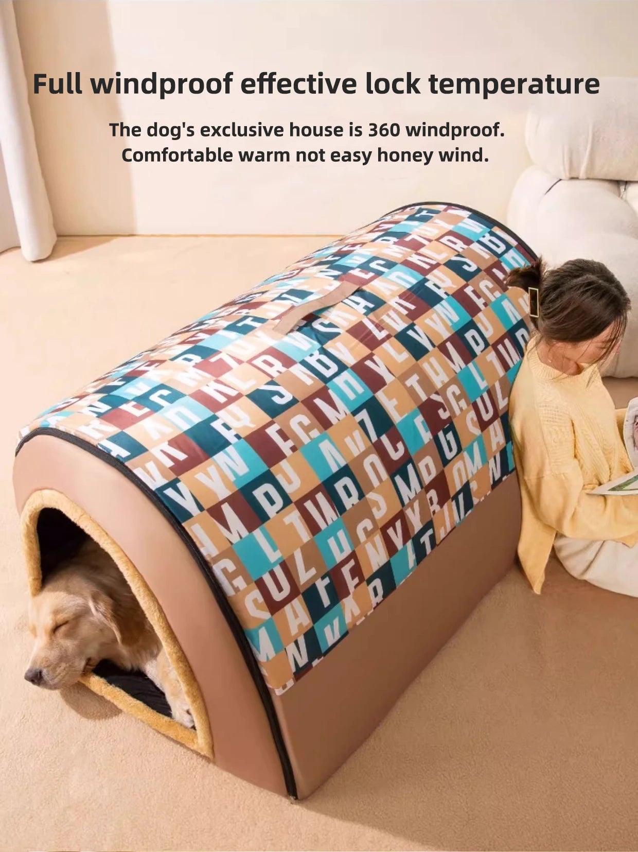 2024 New Dog Kennel Winter Warm Large Dog Oversized Dog House House Closed Winter Removable Golden Pet Four Seasons Use