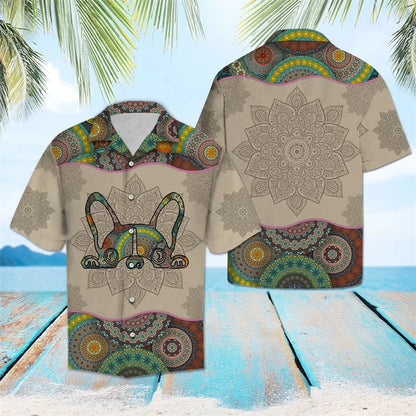 the BULLDOG HAWAII - Funny Bulldog Pattern Hawaiian Shirts, Summer Casual Beach Vacation 3D Cute Dog Printed Shirt, Loose Breathable Dog Lover Blouses