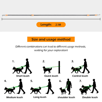 the TRAILMASTER HANDS-FREE LEASH - New Generation Dog Leash, Multi-Functional 2.1M Generation Adjustable and Nylon for Large, Hands-Free Leash for 2 Dogs, Universal