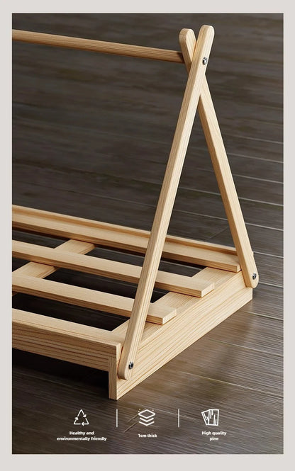 Indoor Dog Tent Pine Wood Dogs Tents Beds Cushion Removable Breathable Dog House Closed Moisture-proof Pet Cat Double Door Tent