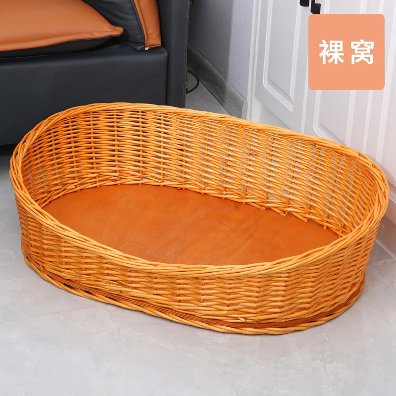 Willow Vine Weaving Dog House Summer Cool Cat Bed Four Season Universal Small Dog Pet Nest Summer Sleeping Mat Teddy Dog Bed