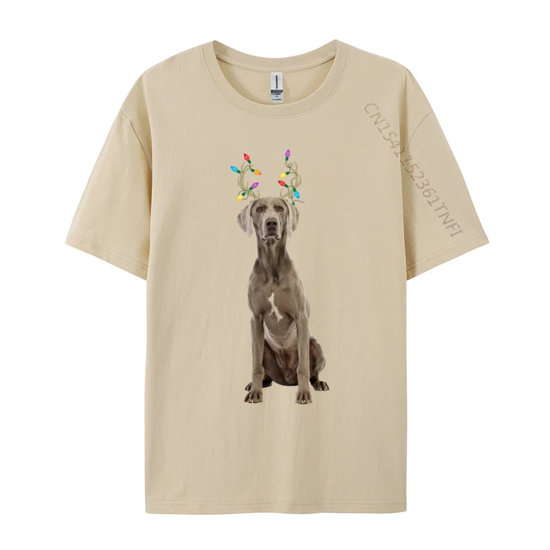 the WEIMARANER REINDEER - Weimaraner Reindeer Christmas Dog T-Shirts, Print Tee Shirts Premium Cotton Plus Size Tops