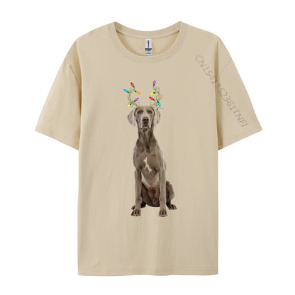 the WEIMARANER REINDEER - Weimaraner Reindeer Christmas Dog T-Shirts, Print Tee Shirts Premium Cotton Plus Size Tops