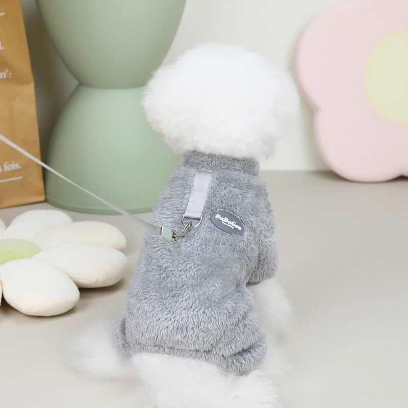 Autumn Winter Dog Cat Warm Clothes Pullover Plush Jumpsuit for Small Medium Dogs Chihuahua Poodle Bulldog Four-legged Coat