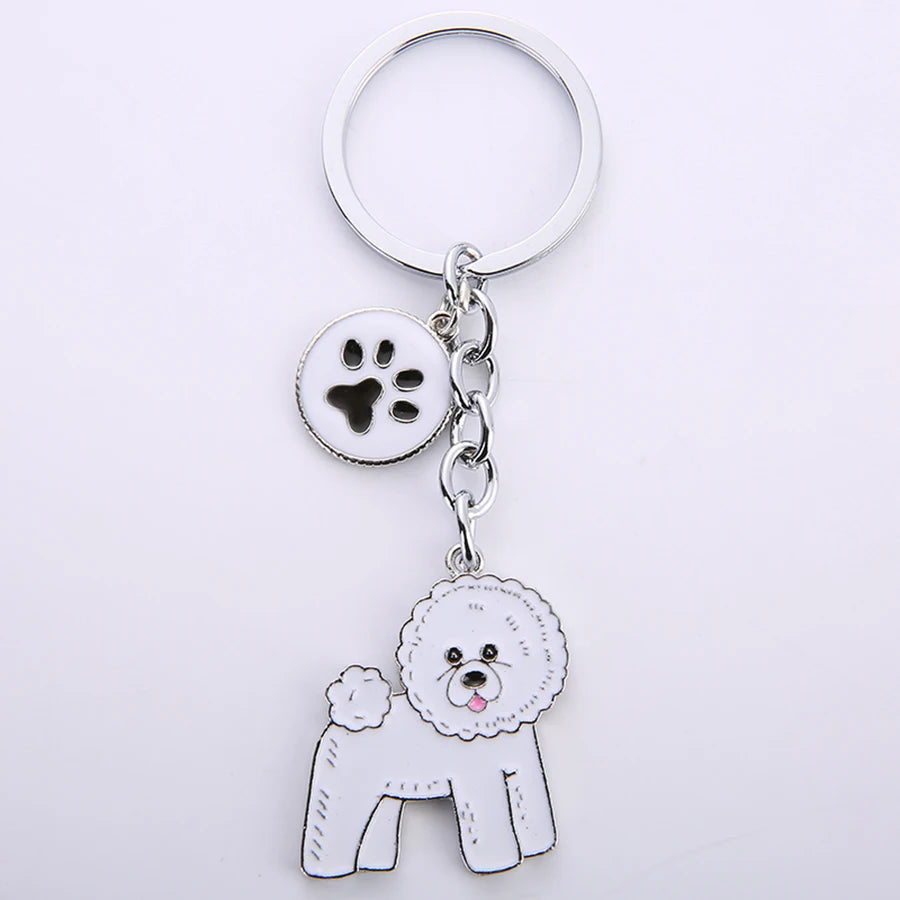 Pet dog car keychain pendant creative metal accessories key ring holiday gifts