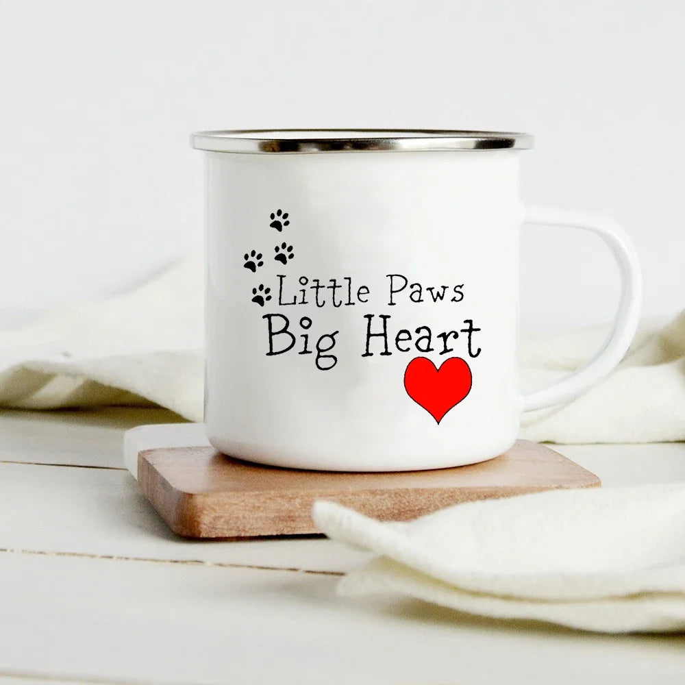 Peace Love Dogs Print Creative Enamel Coffee Mugs Cartoon Dachshunds Dog Paw Party Beer Juice Milk Cups Friend Birthday Gifts