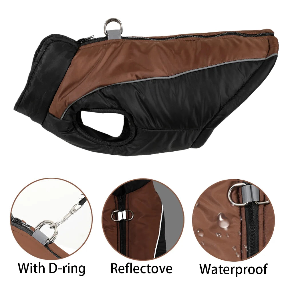 Reflective Dog Clothes For Winter Warm Puppy Vest Coat With D-ring Outdoor Waterproof Pet Jacket For Small Medium Dogs Yorkshire