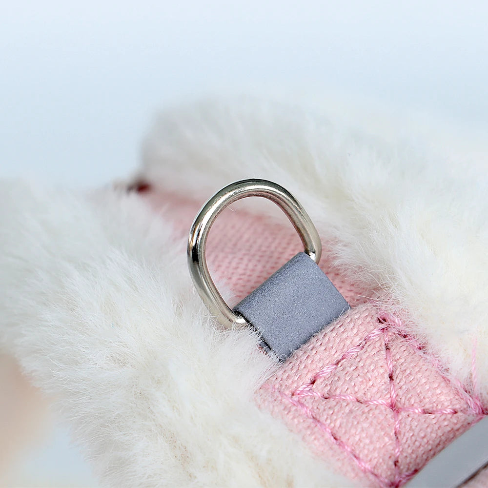 the FURHAVEN WINTER HARNESS SET - Winter Warm Dog Harness/Leash Set, Soft Fur Padded Dogs Vest Harness with Lead Leash, Adjustable for Small/Medium/Large Dogs/Cats