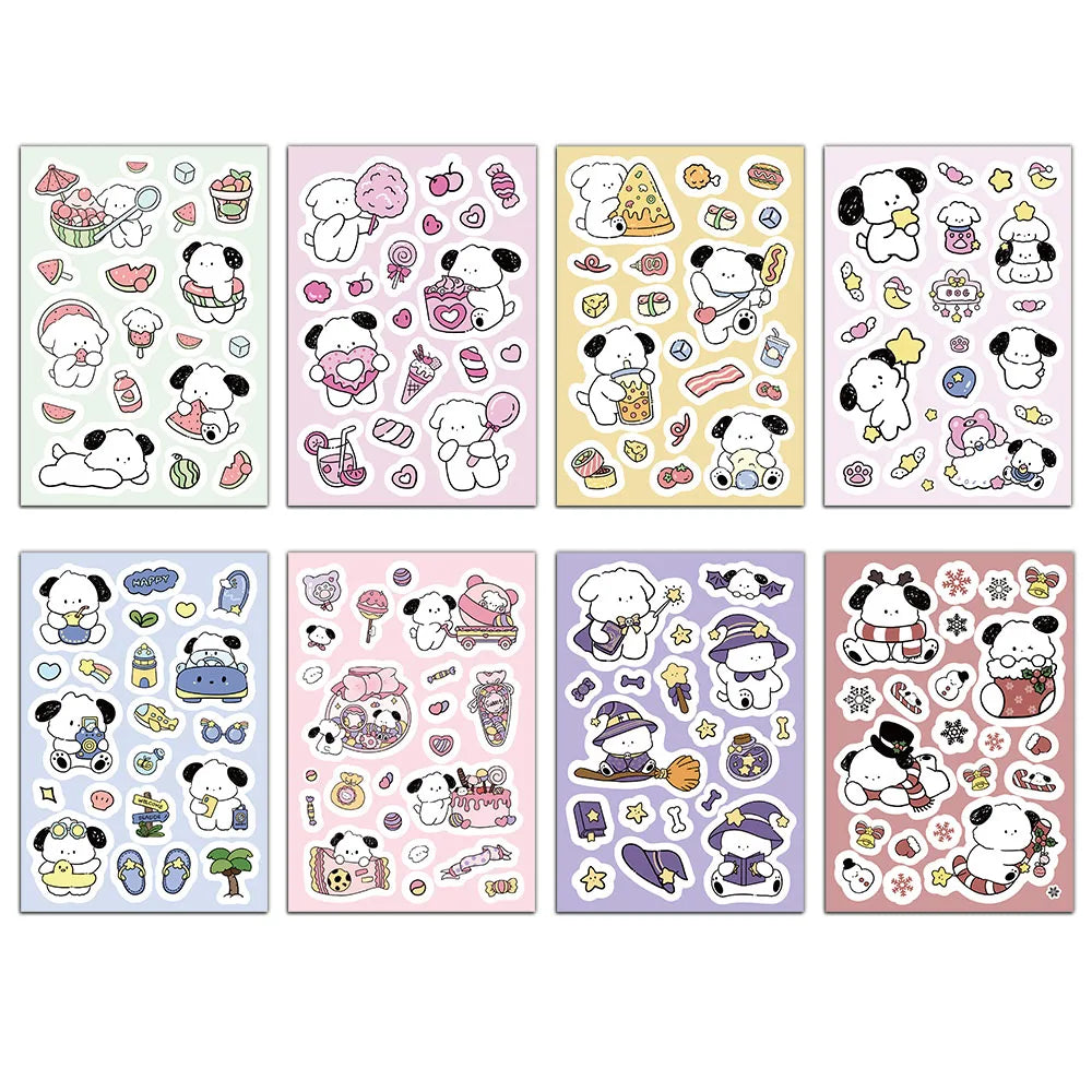 8PCS Happy Little White Dog Guka Stickers DIY Phone Cases Handbooks Decorative Cartoon Waterproof Stickers