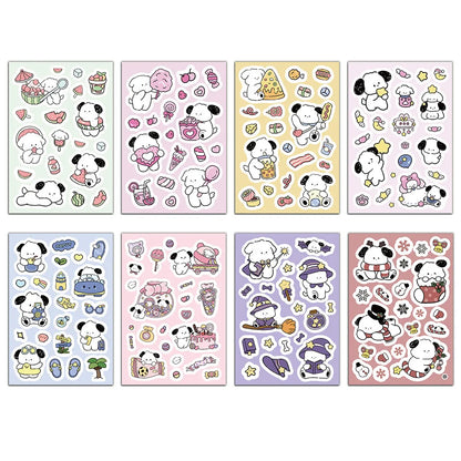 8PCS Happy Little White Dog Guka Stickers DIY Phone Cases Handbooks Decorative Cartoon Waterproof Stickers