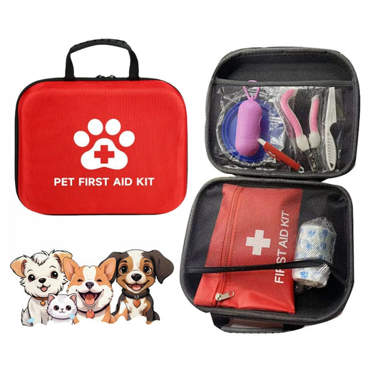 the PET EMERGENCY KIT - 38PCS Dog/Cat First Aid Kit, Emergency Care with Tick Remover, Leash Pet Medical Supplies for Travel, Hiking Home Essentials