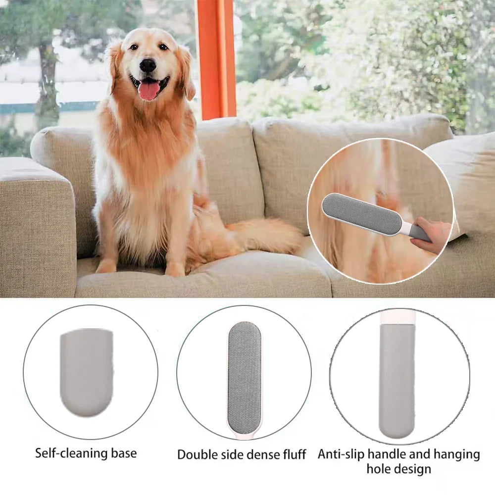 Lint Brush with Self-Cleaning Base Set Pet Hair Remover Brush Portable Dog & Cat Hair Remover Clothes Sofa Car Seat Cleaning