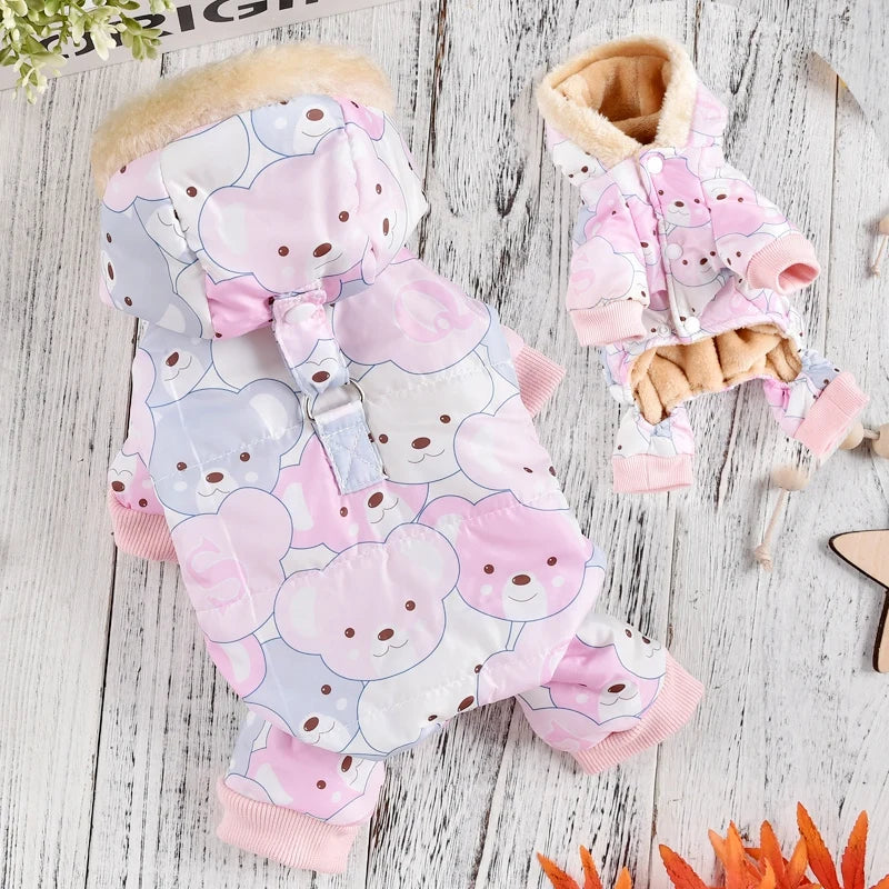 the ASTRO DOG - Snow-Proof Pet Clothing for Small/Medium Dogs, Winter Warm Puppy Hoodie Jumpsuit, Overall Down Parkas Apparel Chihuahua Corgi Suit