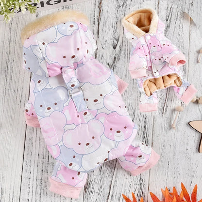 the ASTRO DOG - Snow-Proof Pet Clothing for Small/Medium Dogs, Winter Warm Puppy Hoodie Jumpsuit, Overall Down Parkas Apparel Chihuahua Corgi Suit