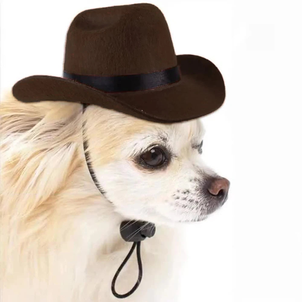 the WRANGLER DOG - Pet Hat, Dog/Cat Western Cowboy Hat, Retro Photo Prop for Dogs and Cats, Funny Doll Decoration, Pet Triangle Scarf, Pet Accessories