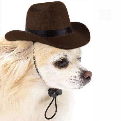 the WRANGLER DOG - Pet Hat, Dog/Cat Western Cowboy Hat, Retro Photo Prop for Dogs and Cats, Funny Doll Decoration, Pet Triangle Scarf, Pet Accessories