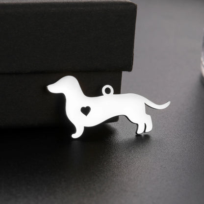 5 pieces/batch Cute Sausage Dog Wolf Pendant Stainless Steel DIY Earrings Bracelet Jewelry Fashion Jewelry Making