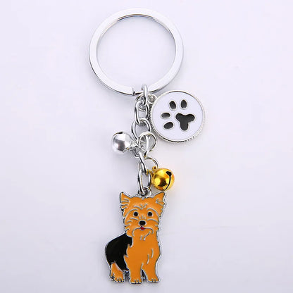 New Popular Cute Metal Dog Key Chain Car For Women Pendant Pet Dog Bell Keychains Jewelry Car Key Ring Party Gift K5222