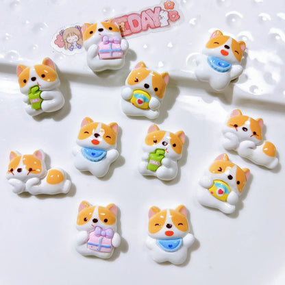 5pcs Cute Cartoon Corgi Magnetic Refrigerator Stickers - Dog Shape, Perfect for Blackboards & Message Boards Playful Design