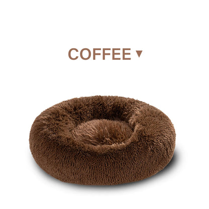 Calming Dog Bed for Small Dogs - Donut Washable Small Pet Bed, Anti-Slip Round Fluffy Plush Faux Fur Large Cat Bed
