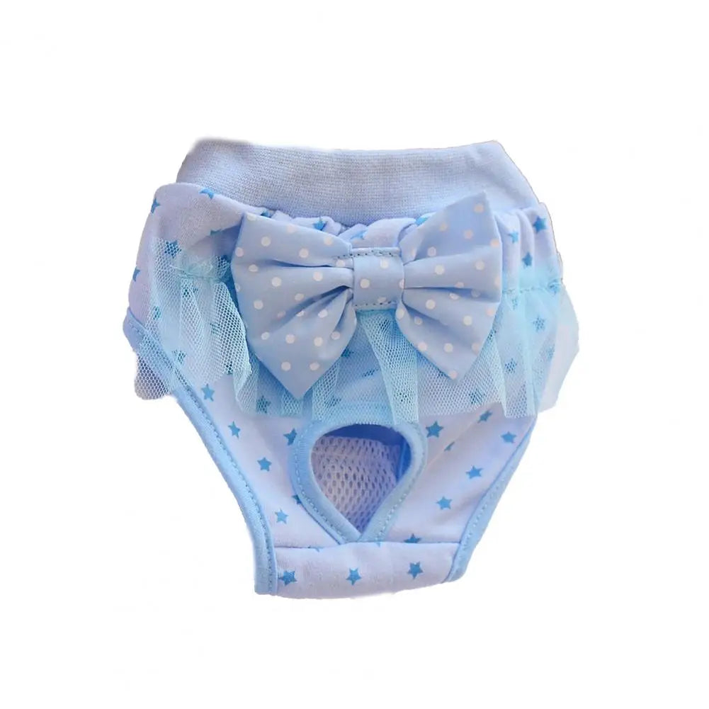Dog Menstrual Pants Comfortable Anti-harassment Pet Sanitary Pants Breathable Cotton Puppy Bowknot Diaper Clothing Pet Supplies